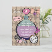 Drink me Uitnodiging Alice in Wonderland Dag (Staand voorkant)