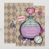 Drink me Uitnodiging Alice in Wonderland Dag (Voorkant / Achterkant)