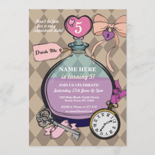 Drink me Uitnodiging Alice in Wonderland Dag