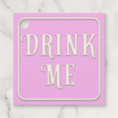 "Drink me" Victoriaans Tea Party Pink Square Bedankjes Labels (Voorkant)