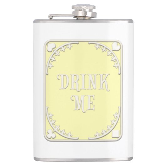 "Drink me" Whimsical Victoriaans Filigree Yellow Heupfles (Voorkant)