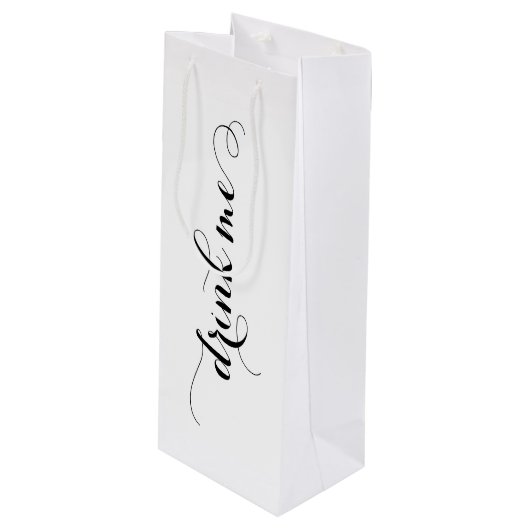 Drink me wijn cadeau tas wijn cadeautas (Voorkant Gekanteld)