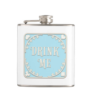 "Drink me" Wonderland Tea Party Blue Emblem Heupfles