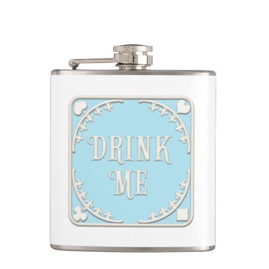 "Drink me" Wonderland Tea Party Blue Emblem Heupfles (Voorkant)