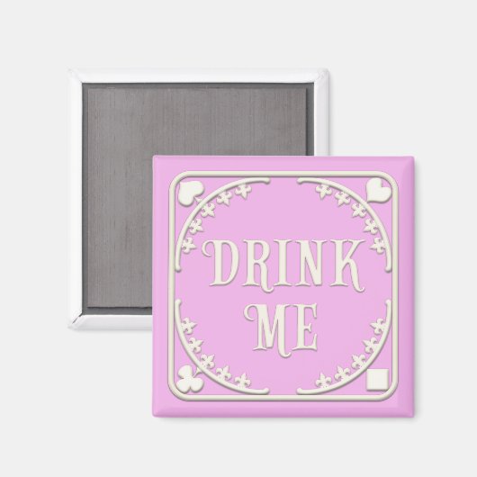 "Drink me" Wonderland Tea Party Enticting Pink Magneet (Voorkant / Achterkant)
