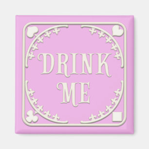 "Drink me" Wonderland Tea Party Enticting Pink Magneet