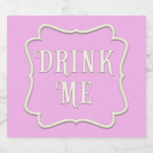 "Drink me" Wonderland Tea Party Fanciful Pink Likeurfles Etiket