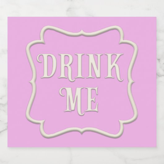 "Drink me" Wonderland Tea Party Fanciful Pink Likeurfles Etiket (Enkel label)