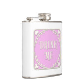 "Drink me" Wonderland Tea Party Mauve Pink Emblem Heupfles (Rechts)