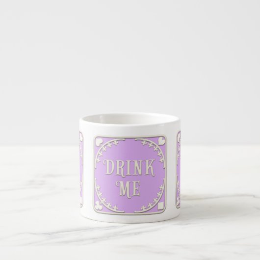 "Drink me" Wonderland Tea Party Paars Emblem Espresso Kop (Voorkant)