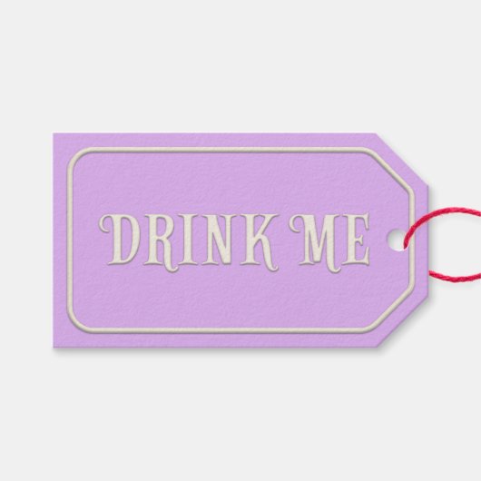 "Drink me" Wonderland Tea Party Paars Gepersonalis Cadeaulabel (Voorkant (Horizontaal))