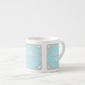 "Drink me" Wonderland Tea Party Pastel Blue Emblem Espresso Kop (Voorkant rechts)