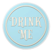 "Drink me" Wonderland Tea Party Pastel Blue Keramische Knop (Voorkant)