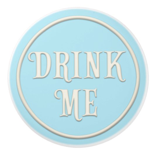 "Drink me" Wonderland Tea Party Pastel Blue Keramische Knop (Voorkant)
