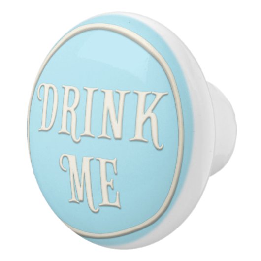 "Drink me" Wonderland Tea Party Pastel Blue Keramische Knop (Rechts)