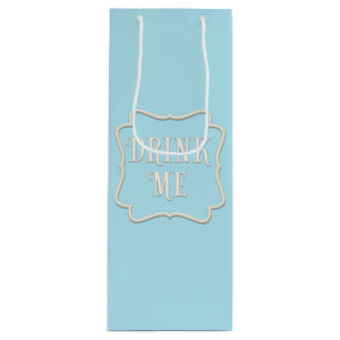 "Drink me" Wonderland Tea Party Pastel Blue Wijn Cadeautas