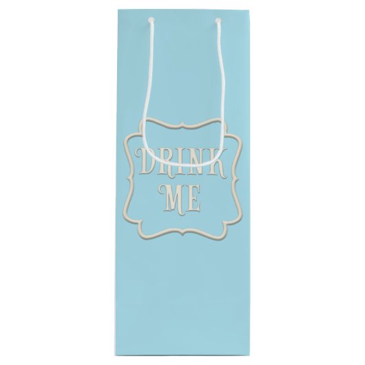 "Drink me" Wonderland Tea Party Pastel Blue Wijn Cadeautas (Voorkant)