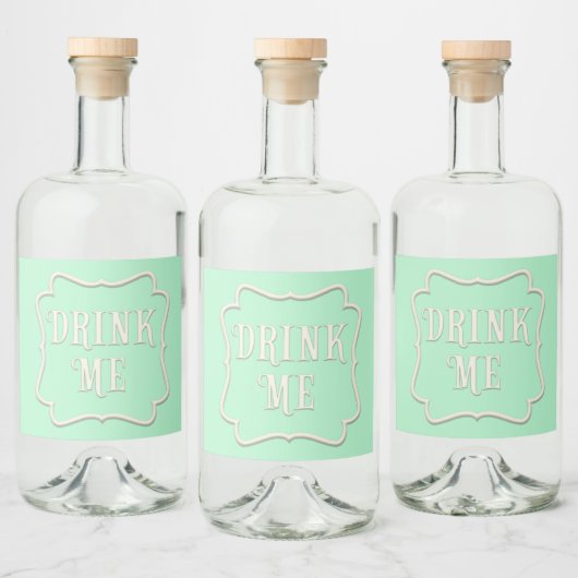 "Drink me" Wonderland Tea Party pastel Green Likeurfles Etiket (Flessen)