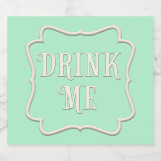 "Drink me" Wonderland Tea Party pastel Green Likeurfles Etiket (Enkel label)