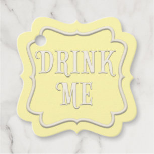 "Drink me" Wonderland Tea Party Yellow Bedankjes Labels