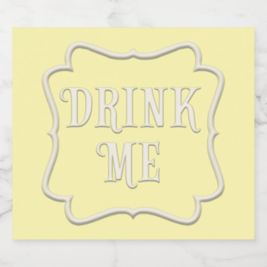 "Drink me" Wonderland Tea Party  Yellow Likeurfles Etiket (Enkel label)