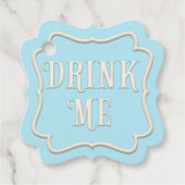 "Drink Me" Wonderland Theevisite Blauw Persoonlijk Bedankjes Labels (Voorkant)