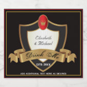 DRINK ME - Zwart Goud Royal Wedding Favor Bottle Sparkling Wijnetiket (Enkel label)
