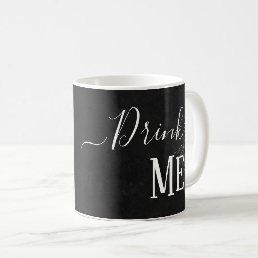 Drink me zwarte en gouden Alice in Wonderland Koffiemok (Voorkant rechts)