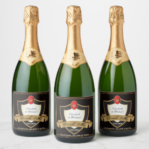 DRINK ME - Zwarte Gouden Trouw Favoriete Fles Sparkling Wijnetiket
