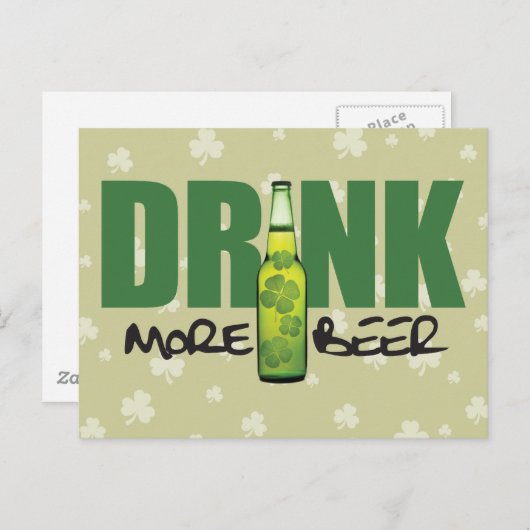 Drink Meer Iers Groen Bier Briefkaart (Voorkant / Achterkant)