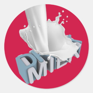 Drink melk! 3D Ronde Sticker
