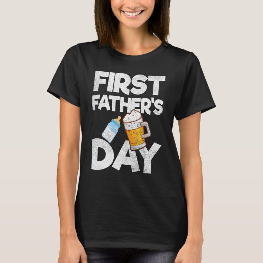 Drink melk en bier samen Happy First Father T-shirt (Voorkant)