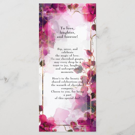 Drink menu Fuchsia Betovering: Waterverf (Achterkant)