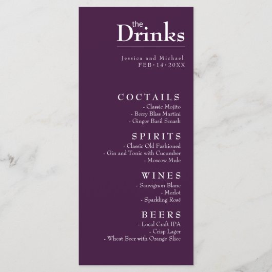 Drink menu Fuchsia Betovering: Waterverf (Voorkant)