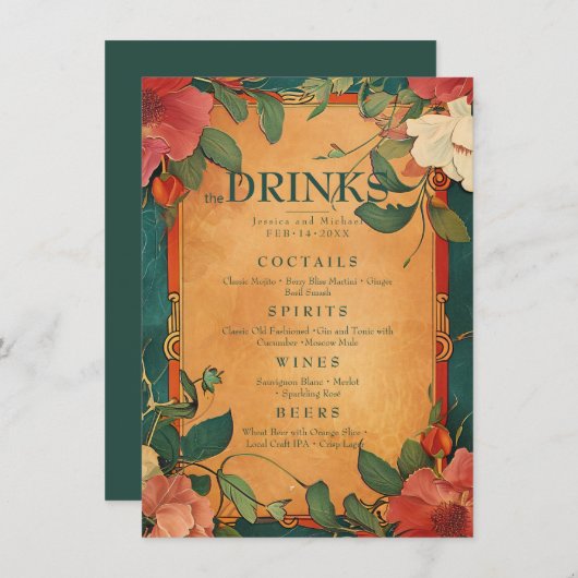 💍Drink menu Roos Romance: Art Nouveau Splendor (Voorkant / Achterkant)