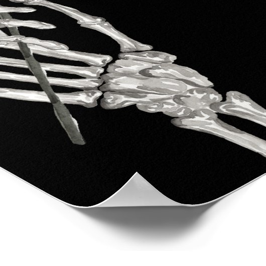 Drink Menu Waterverf Skelet Roos Gotische bruiloft Poster (Hoek)