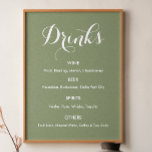 Drink Menu Wedding Sage Green Poster<br><div class="desc">Het Poster van de Banner van de Banner van het Menu van de Bar van Drinken met sage groene achtergrond voor bruiloft, repetitief diner, vrijgezellenfeest, verloving of een gelijkaardige gelegenheden. Bekijk hieronder ons collectie voor je winkel voor overeenkomende objecten. Als u een andere vorm, een verschillende papierstijl nodig hebt, kiest...</div>