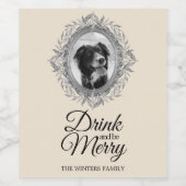 Drink Merry Festivale Feestelijke Zilveren Lijst F Wijn Etiket (Enkel label)