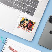 Drink met de duivel sticker (Laptop met iPhone)