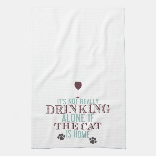 Drink met de kat | Grappige keukenhanddoek (Verticaal)