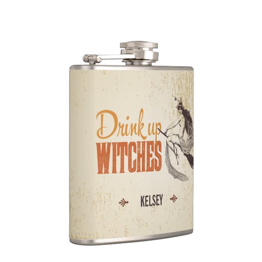 Drink met heksen Personaliseer de erlenmeyer Heupfles (Rechts)