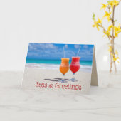 Drink met kerstZeeen op begroetingen gevouwen Kaart (Gele Bloem)
