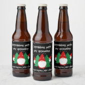 Drink met mijn gnomies Grappige Kerst Bier Etiket (Flessen)