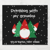 Drink met mijn gnomies Grappige Kerst Bier Etiket (Enkel label)