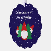 Drink met mijn gnomies Grappige Kerst Ornament Kaart (Links)