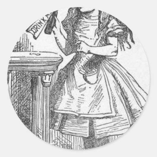 Drink mij, Alice in Wonderland Ronde Sticker (Voorkant)