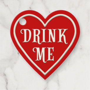 "Drink mij" Red Heart persoonlijke Valentijnsdag Bedankjes Labels