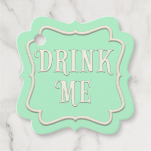 "Drink mij" Wonderland Tea Party Green Bedankjes Labels