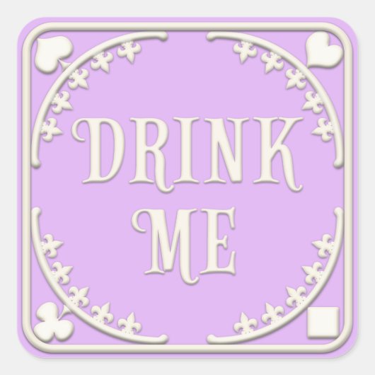"Drink mij" Wonderland Tea Party nodigt Paars uit Vierkante Sticker (Voorkant)
