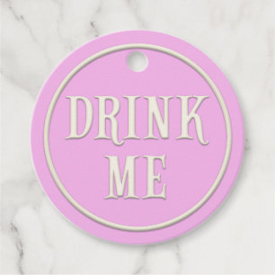 "Drink mij" Wonderland Tea Party Pink Personalized Bedankjes Labels